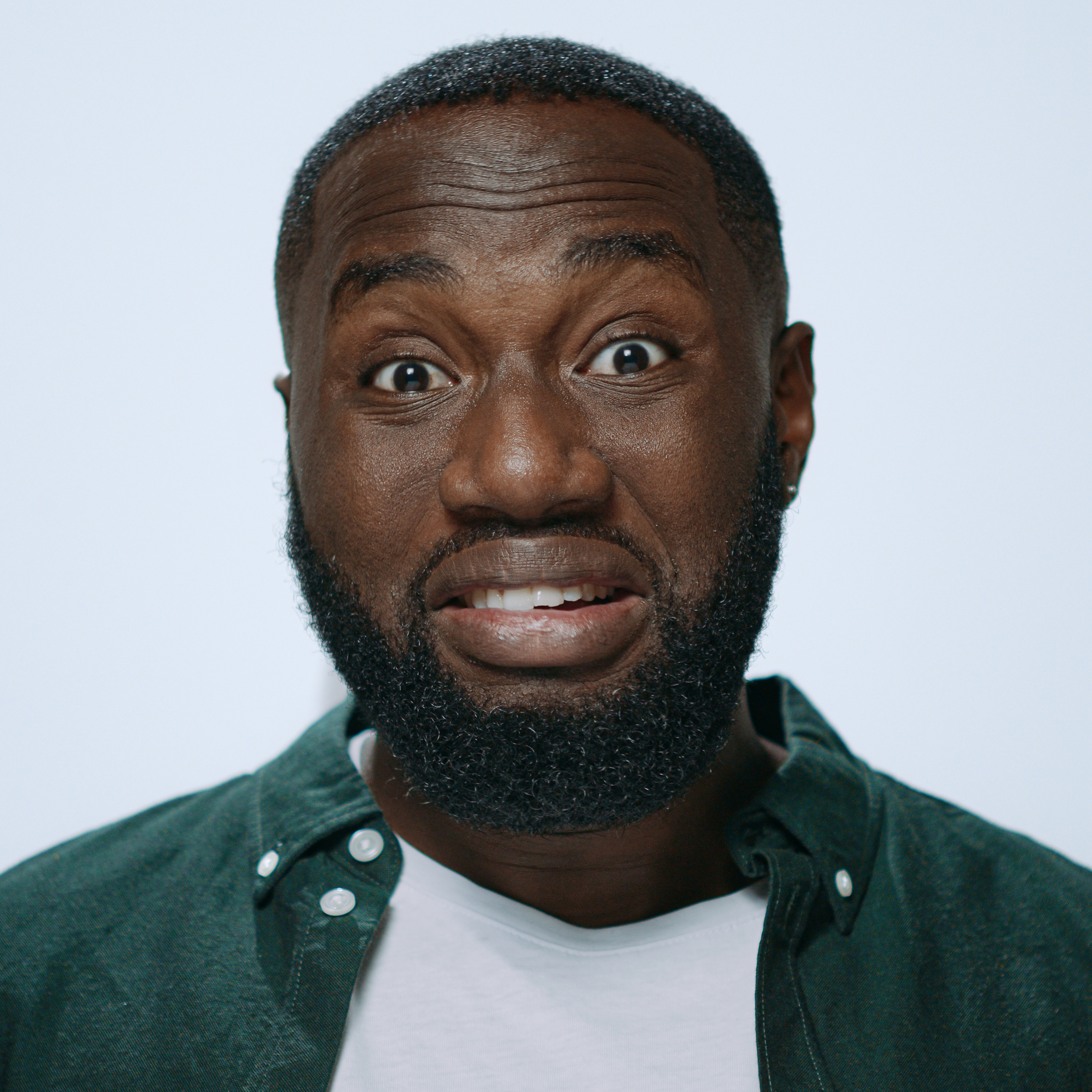 Close-up of a man with a worried look on his face