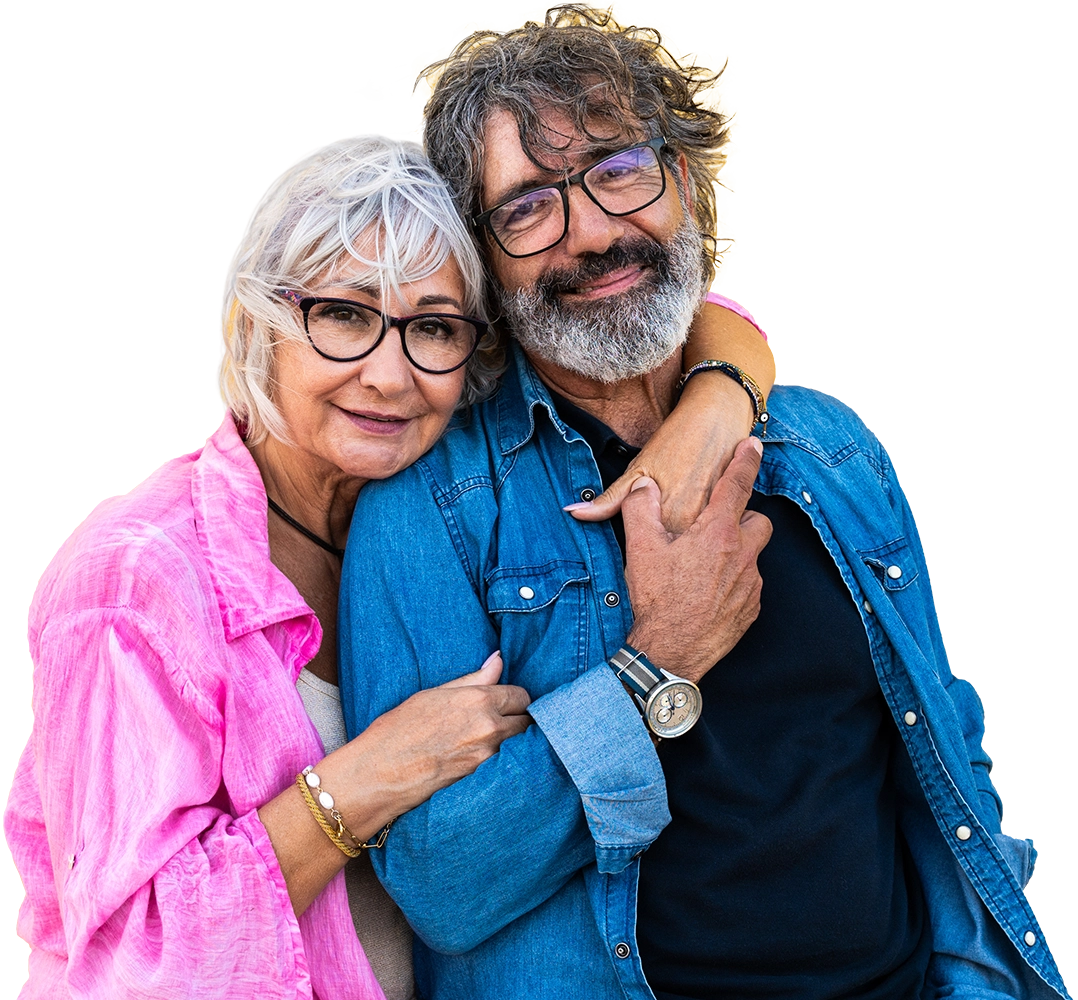 older couple hugging