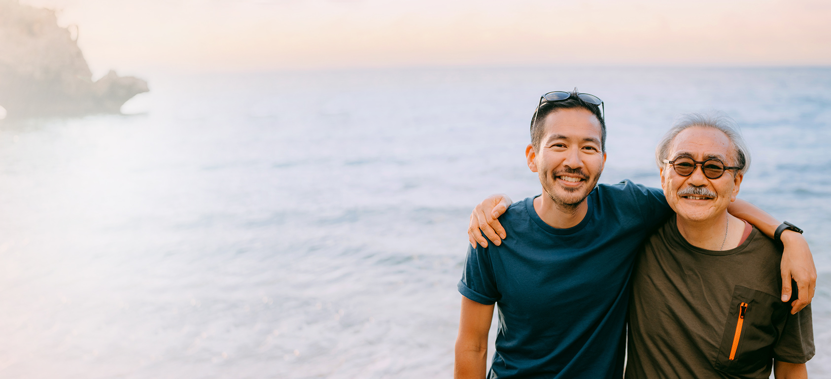 hug by ocean