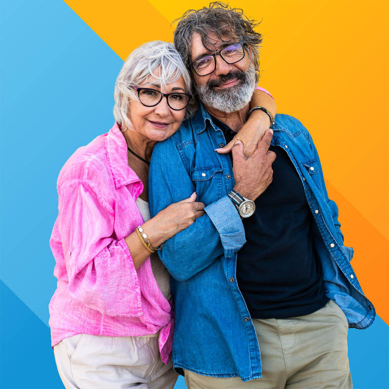 older couple hugging